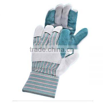 10.5" cow leather green palm reinforce glove with CE certification.