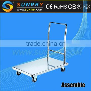 2015 China Round Stainless Steel foldable Kitchen Trolley Food Cart Mobile And Car Restaurant