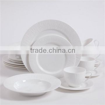 White ceramic plates tea set embossed dinner set