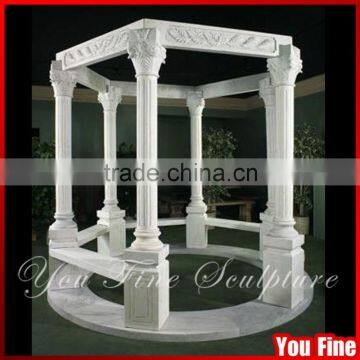 Hand Carved Decorative Garden Marble Gazebo Hexagonal