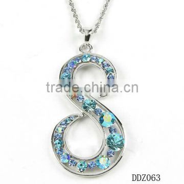 Fashion jewelry,Crystal /Rhinestone Necklace 8-Shaped Pendant