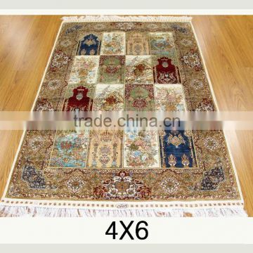 4x6 ft double knots muslim prayer rug silk persian handmade chinese carpet