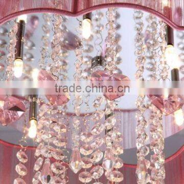 Pink Modern Crystal Pendant Light for High Ceilings photo-5