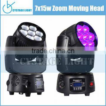 stage light 7pcs 15w RGBW Zoom LED Moving Head Light Mini Zoom bee eye led moving head light