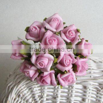 mini artificial flowers bouquets with glitter for home decorations