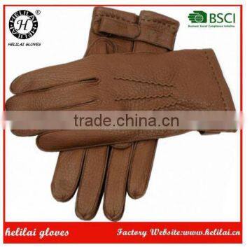 Helilai Customized Out-stitching Men Deer Camel Leather Gloves