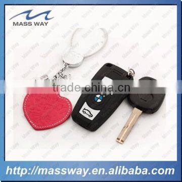 fashion 3D heart genunie rabbit metal red leather key ring