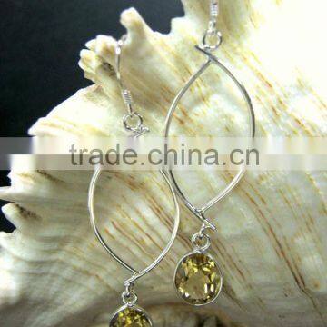 Citrine Round Facet Gemstone Earrings, 925 Solid Sterling Silver Earrings, Designer Natural Gemstone Earrings