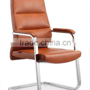 Luxury leather waiting chair, metal office reception chair