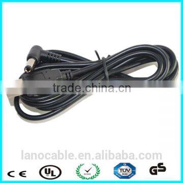 Custom length right angle male dc to usb cable