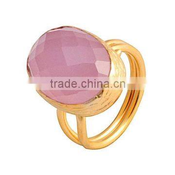 The Gopali Jewellers Pink Chalcedony Designer Gemstones Ring 925 Sold Sterling Silver Ring Designer Ring