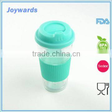 Double Wall PP Plastic Coffee Travel Mug With Silicon Band photo-2