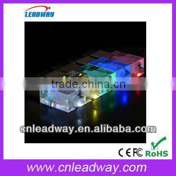 2013 beautiful eye-catching colorful led light acrylic usb can put things into acrylic body 1gb 2gb 4gb 8gb