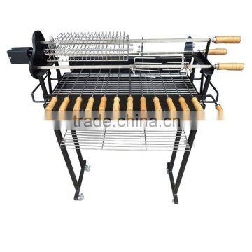 3mm thickness Charcoal Cyprus Spit Roast Rotisserie Grill with trolley