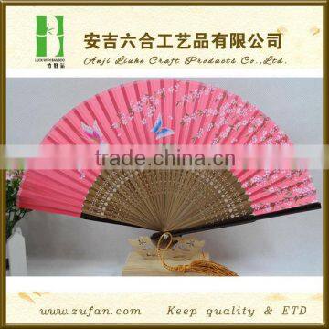 pink Japanese style silk bamboo fan for wedding gifts