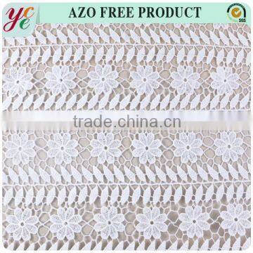 Fashion style white chemical lace polyester embroidery fabric