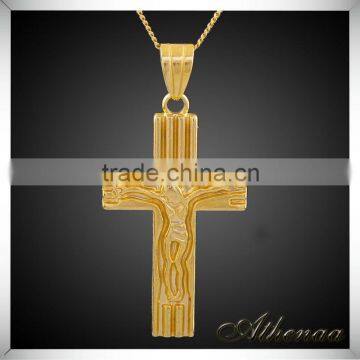 Essential Oil New Design Gold Fashion Jewelry Brass Carved Jesus Cross Pendant