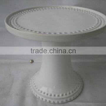 Ceramic White Cake Stand With Beaded