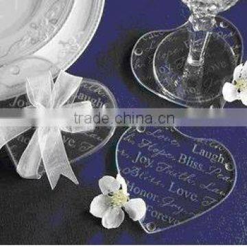 heart shape printing design glass coaster