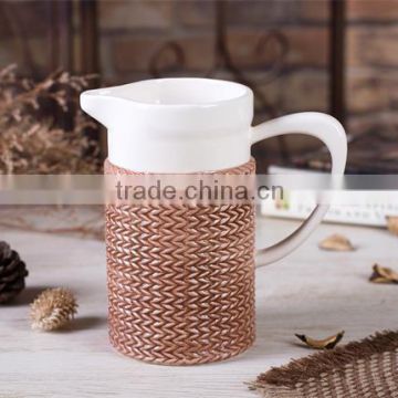 Ceramic Material Knit Emboss Drinking Water Jug