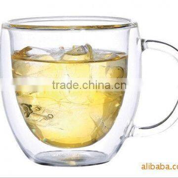 Handmade borosilicate double wall glass cup