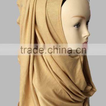 Fashion Beauty Women Muslim Jersey Cotton Solid Color Scarf Plain Hijabs photo-2