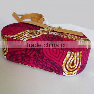 2016 Famous New Style Cross Bags for Girls Ankara African Prints and Fabric Bag PU Leather Handbag photo-3