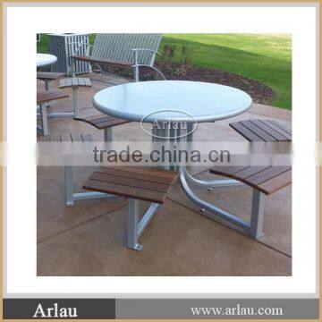 Arlau round steel picnic table and bench for sale