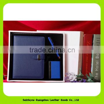 Alibaba China Factory Supply PU Leather Notebook Business Card Case Pen Gift Set 16026