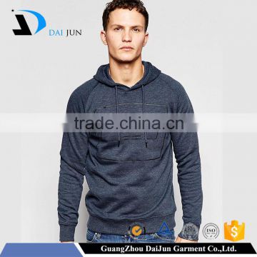 Promotion no zipper and no pocket 100% cotton with hood navy blue water mark logo high quality rib hem hoodie men