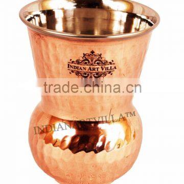 IndianArtVilla Handmade Steel Copper Water Glass 400 ML - Drink Water Restaurant Hotel Home Gift Item Tableware