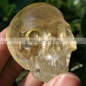 RARE Stunning Natural Topaz Quartz Rock Crystal Carving Skull