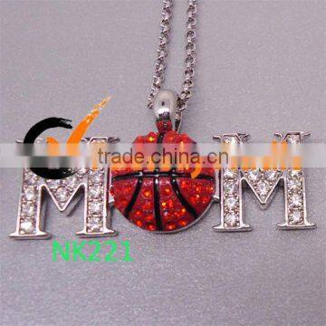 Rhinestone Basketball Necklace and Earring Set