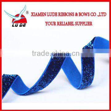 2015High Quality Fashion Metallic White Glitter Elastic Ribbon/elastic White Glitter Metallic Velvet Ribbon Wholesale photo-3