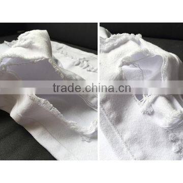 2016 Summer Pockets Zipper Closure Vogue High Waist Denim Pants Ladies White Full Length Destroyed Damaged Fashion Jeans Women photo-6