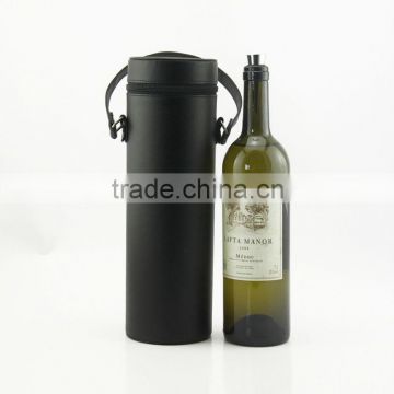 PU leather wine bag with belt and lid