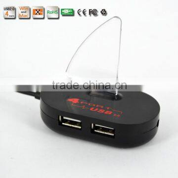 High Quality Blue Led Mini 4 Port HUB High Speed USB 2.0 Splitter Adapter Hub With Cable For Macbook PC Laptop photo-3