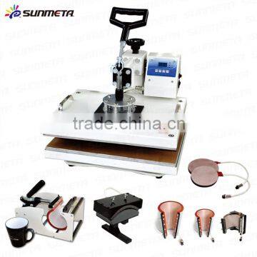 Sunmeta hot sale low price 8 in 1 combo flatbed mug T-shirt heat press machine (SB-400E)