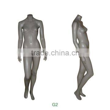 Fashion display female headless plastic manikin/dummy sale glossy silver female manikins