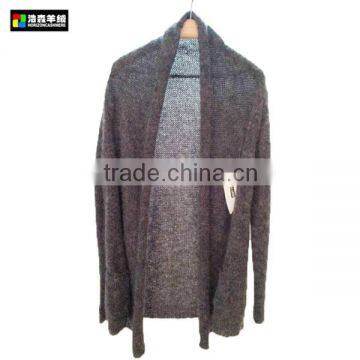 Mohair Wool Fashion Cardigan, Mohair Plain Brown Cardigan