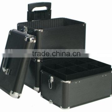 Black aluminium makeup trolley case