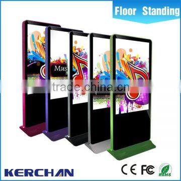 Large size full HD Indoor and outdoor 46 inch floor standing ultra thin advertising led TV display with wheels