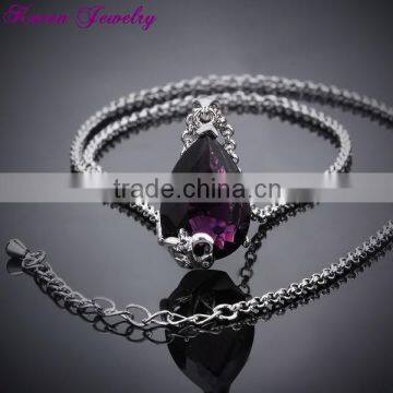 New Amethyst Purple Crystal Zircon Platinum Plated Pendant Necklace Collar Choker Vintage Statement Necklace Women photo-5