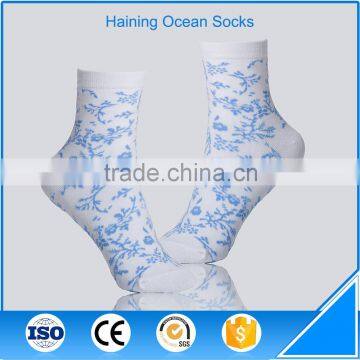 Jacquard Woman Cotton Write Thin Ankle Sock