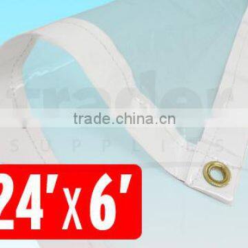 7.3x1.8m Clear PVC Tarpaulin Cover Market Stall Tarp,Glass Clear PVC Tarpaulin 350g 24ft*6ft photo-4