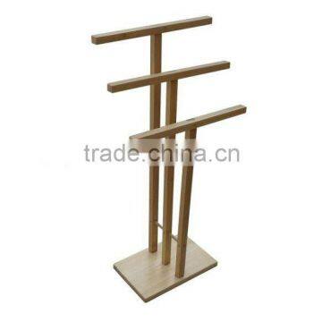 Wooden standing towel rack