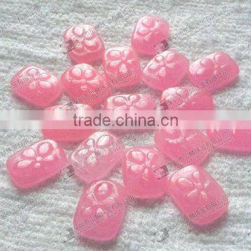 13x18mm natural jade dyed pink rectangle cabochon
