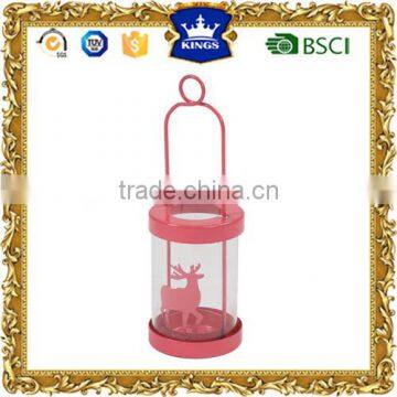 Delightful cylindrical Deer shape metal cantel lantern for Christmas Decoration