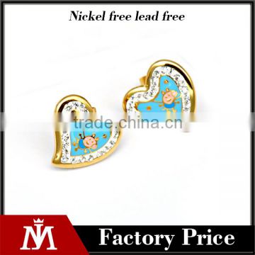 fashion earring gold heart enamel drawing earring