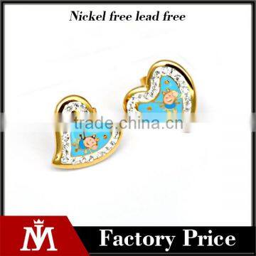 Fashion Earring Gold Heart Enamel Drawing Earring